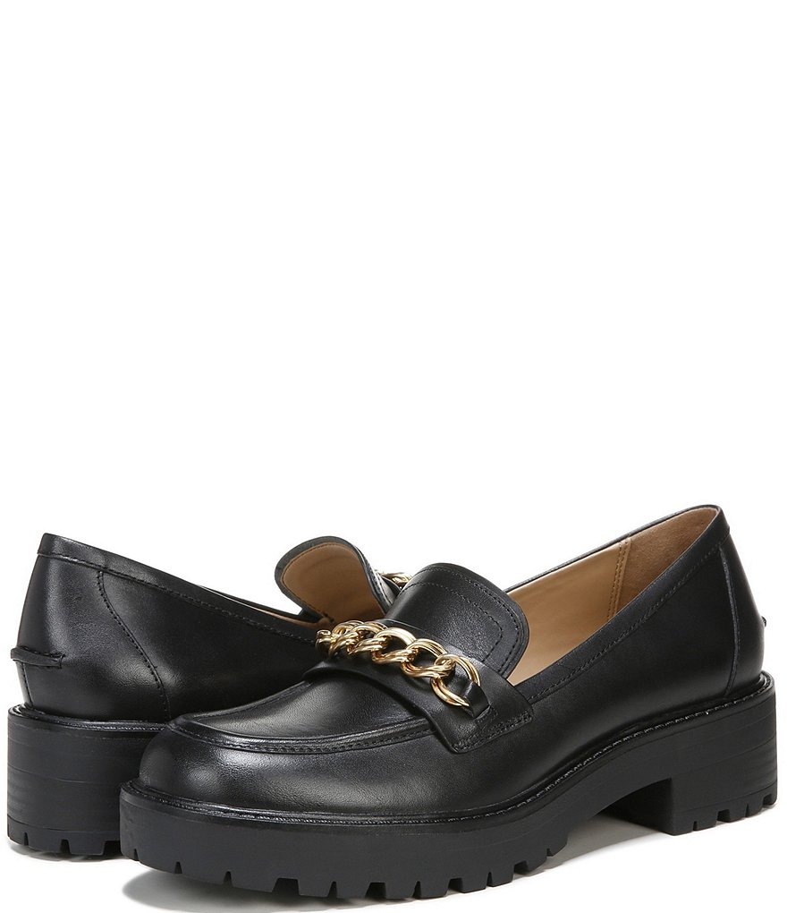Sam Edelman Taelor Lug Sole Chain Detail Leather Loafers