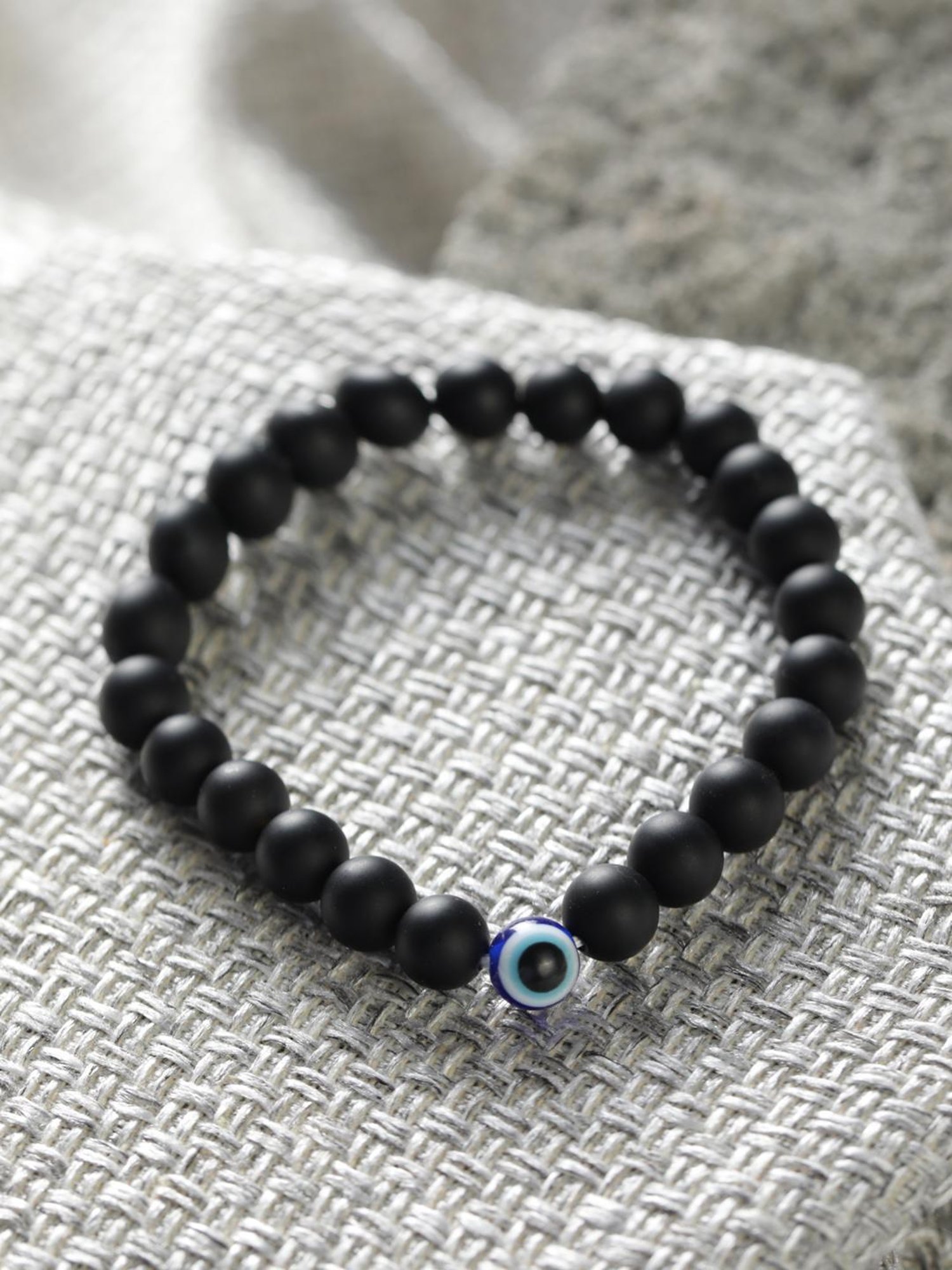 Bold by Priyaasi Black Evil Eye Beaded Bracelet for Men