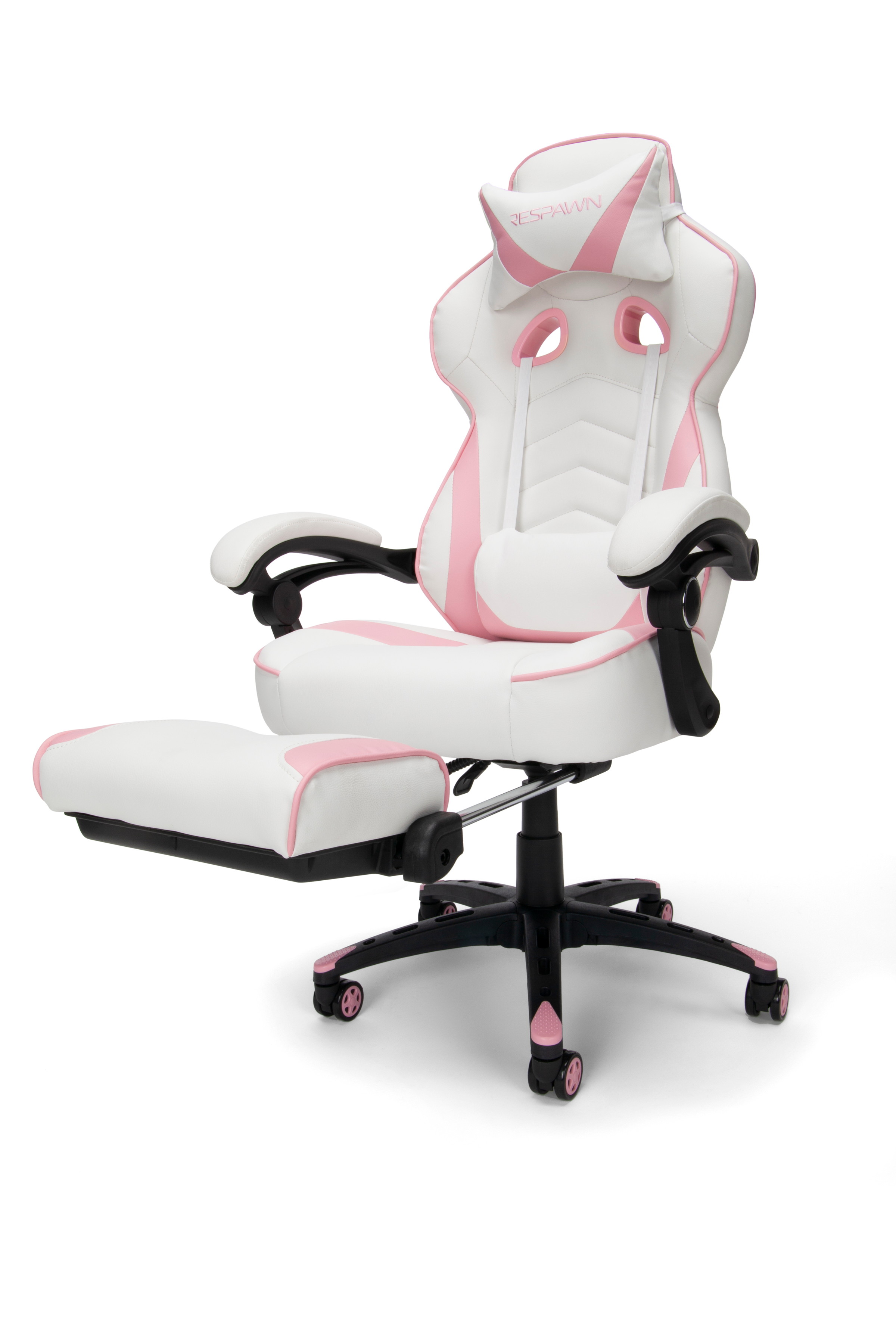 RESPAWN 110 Racing Style Gaming Chair, Reclining Ergonomic Leather Chair with Footrest, in White (RSP-110-WHT)