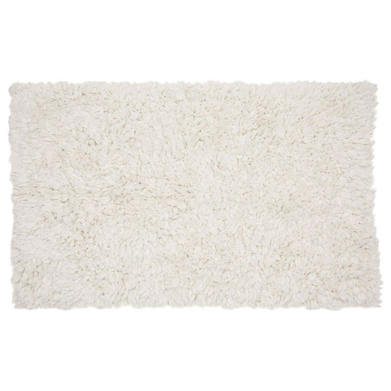 Juvale White Cotton Bath Mat, Plush Non-Slip Bathroom Rug for Showers (32 x 20 Inches)