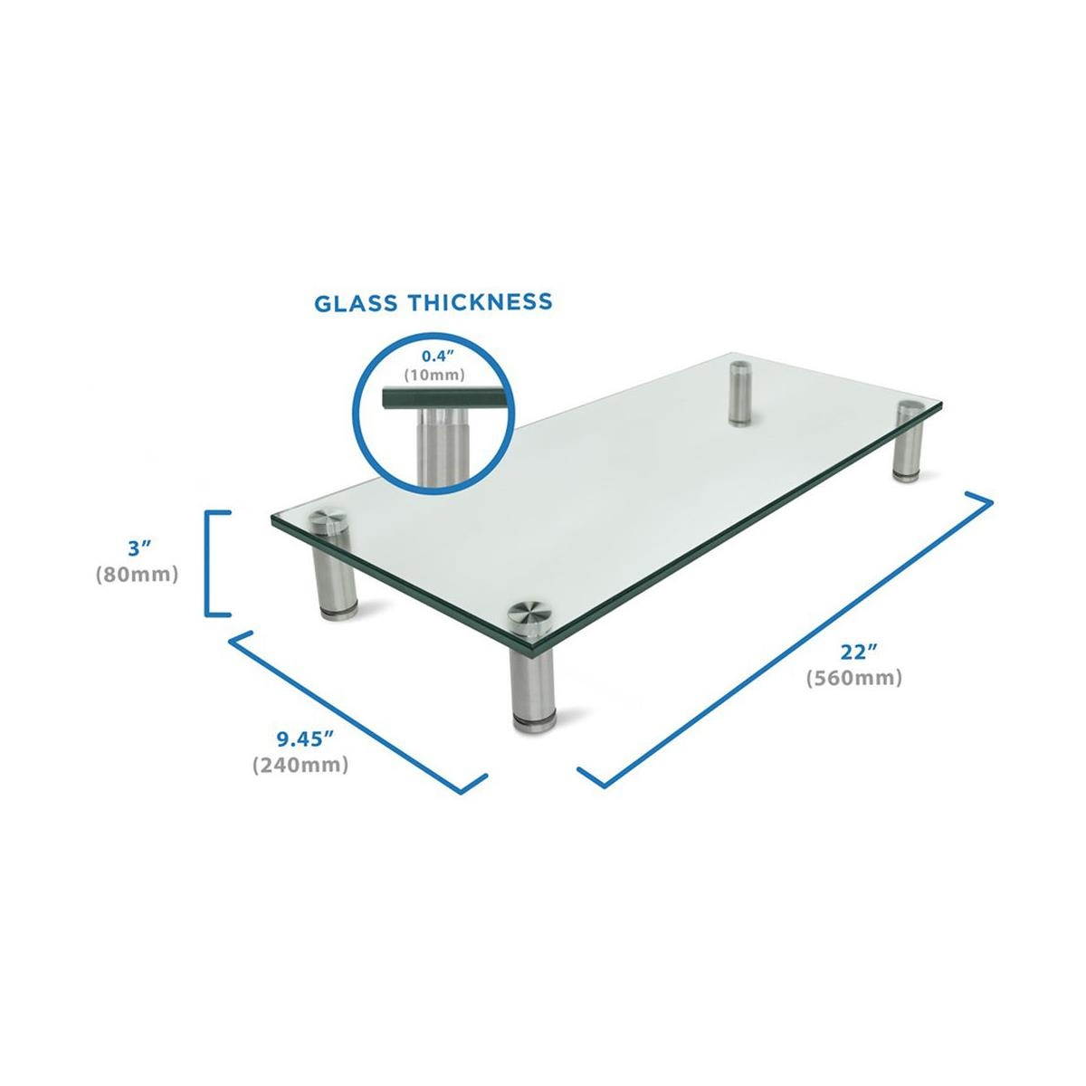 Mount-It! Glass Monitor Stand Desktop Riser | 22" X 9.5" | Fits 24-32 Inch Screens |