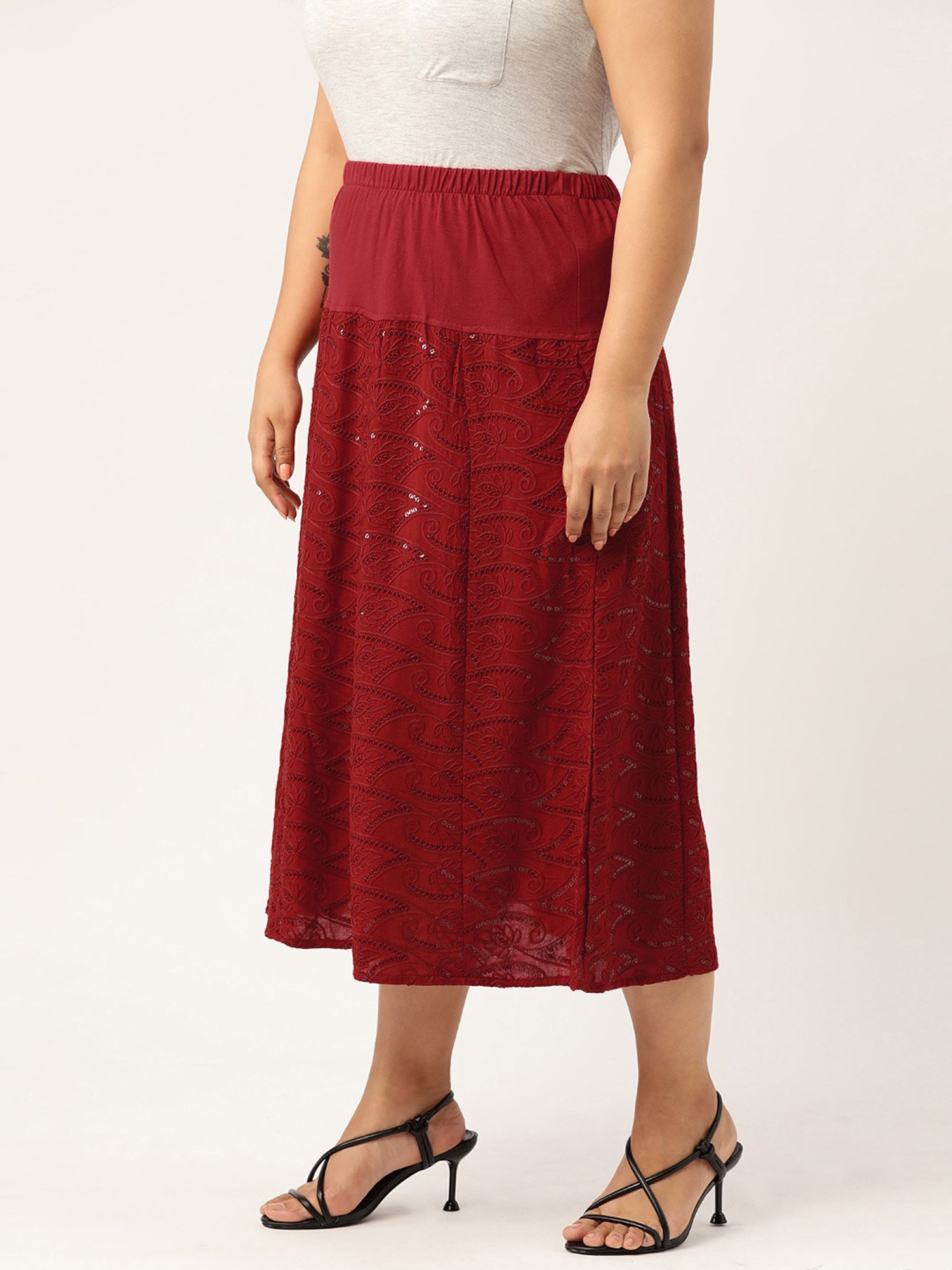 theRebelinme Red Circular Maxi Skirt
