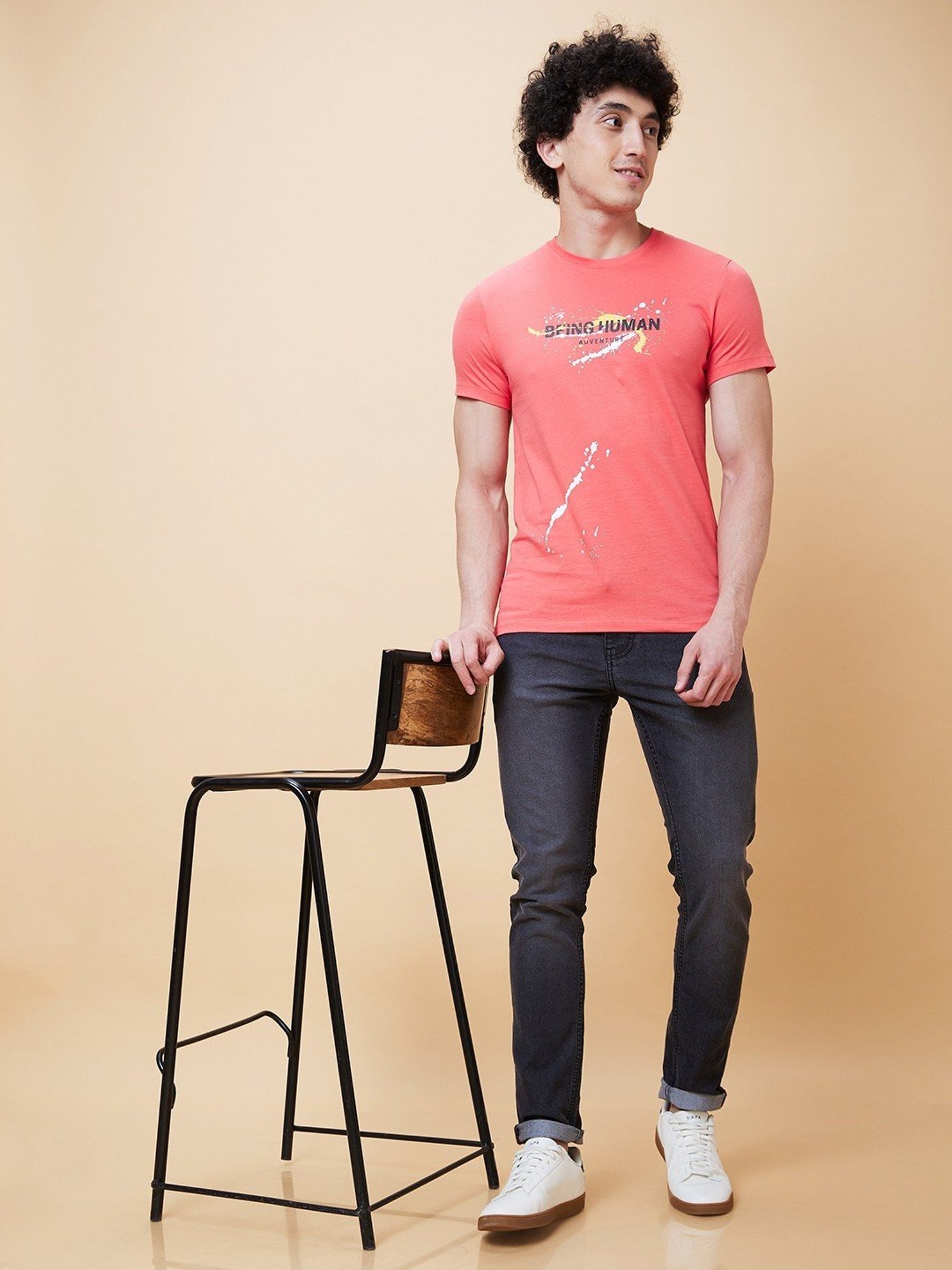 Being Human Pink Regular Fit Printed T-Shirt