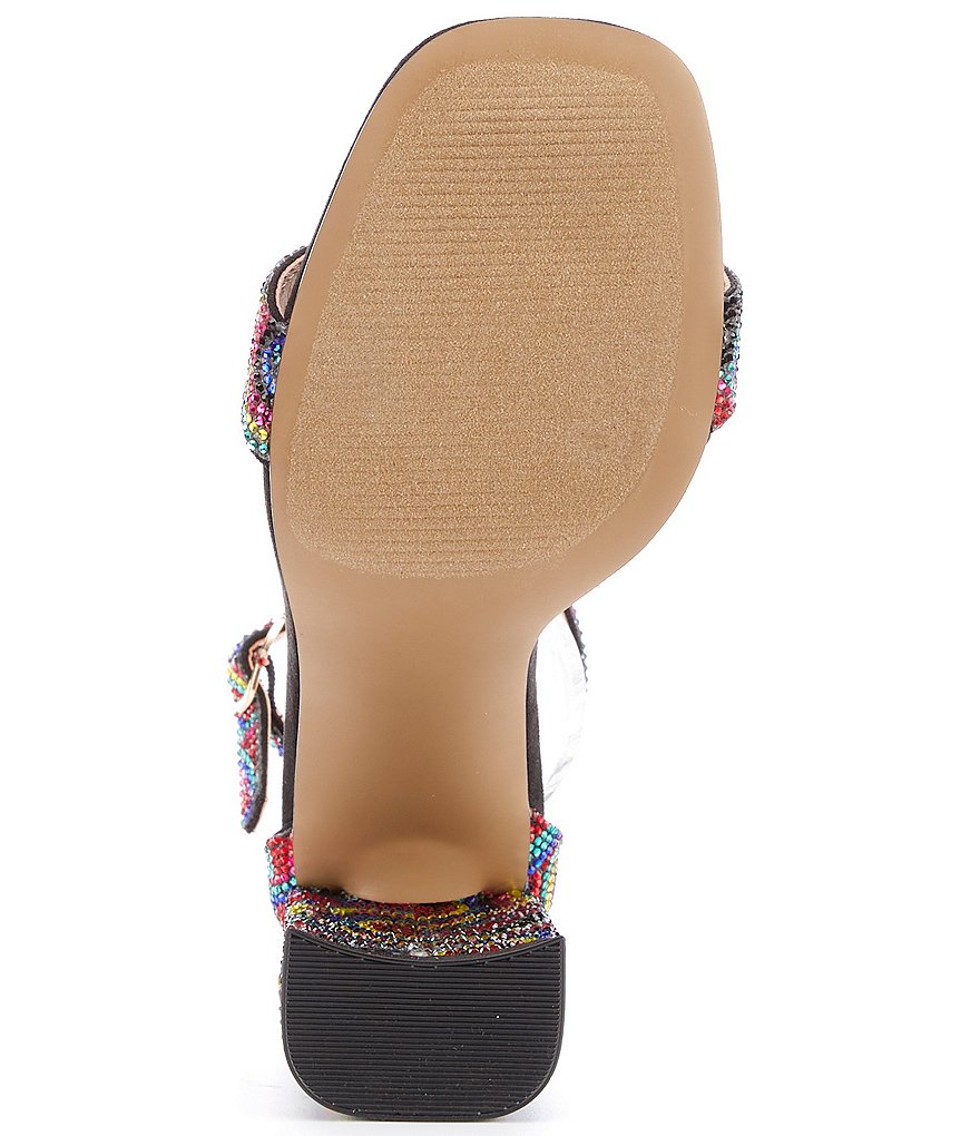 Betsey Johnson Cicely Floral Embellished Ankle Strap Square Toe Sandals