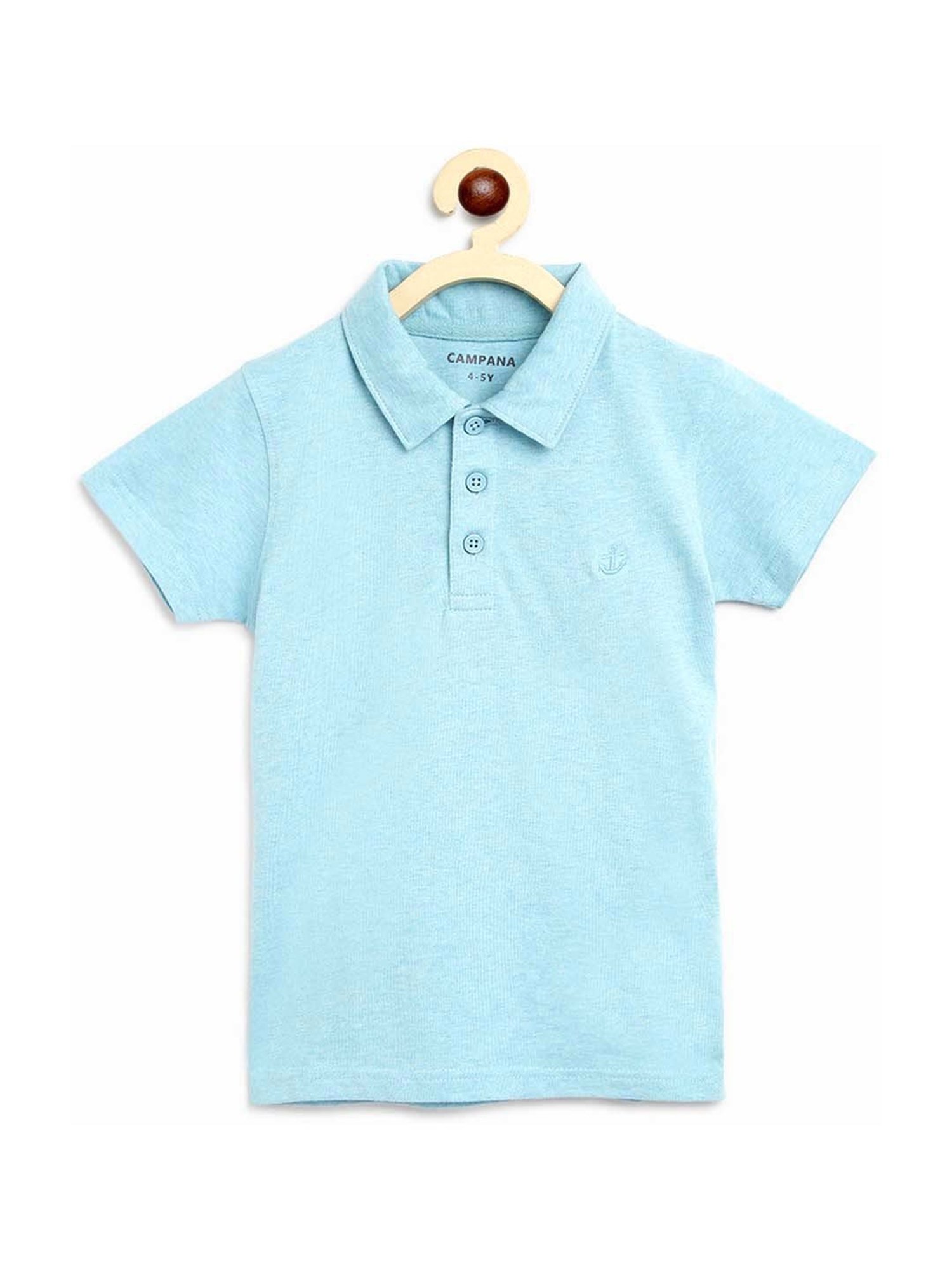 Campana Kids Blue Cotton Regular Fit Polo T- Shirt