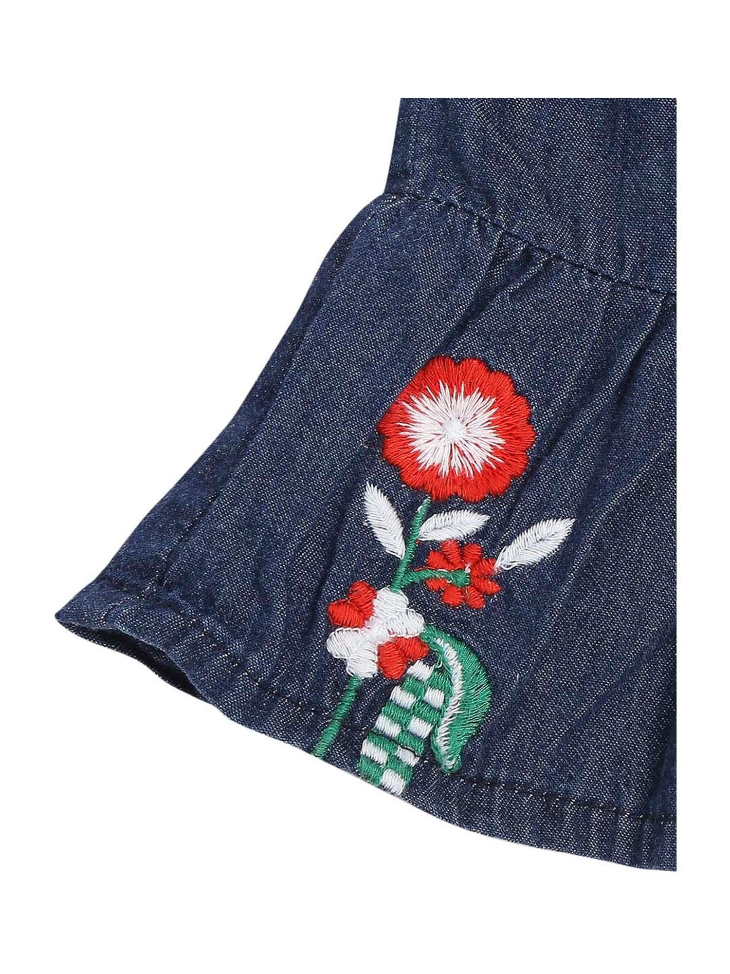 Mee Mee Kids Blue & Red Cotton Embroidered Full Sleeves Frock