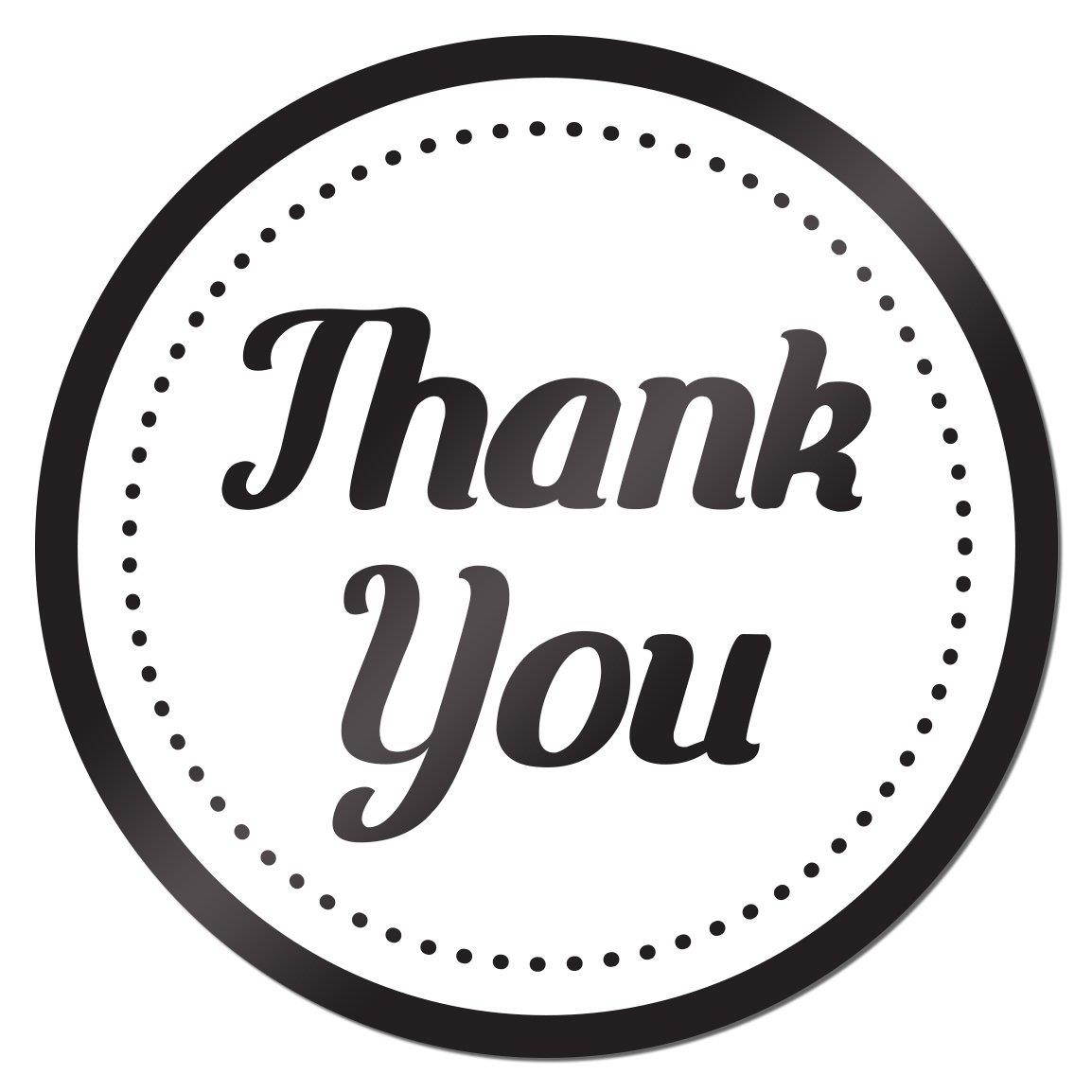 Thank You 2 inch Round Labels Stickers for Wedding, Birthday, Event, Thanks Envelope, Gift Box Labels Black 3 Rolls