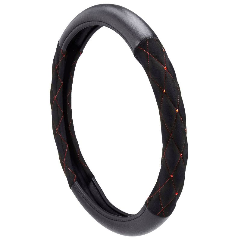 LUNNA 1pc Fire Red Steering Wheel Cover Embellished with Swarovski Crystals