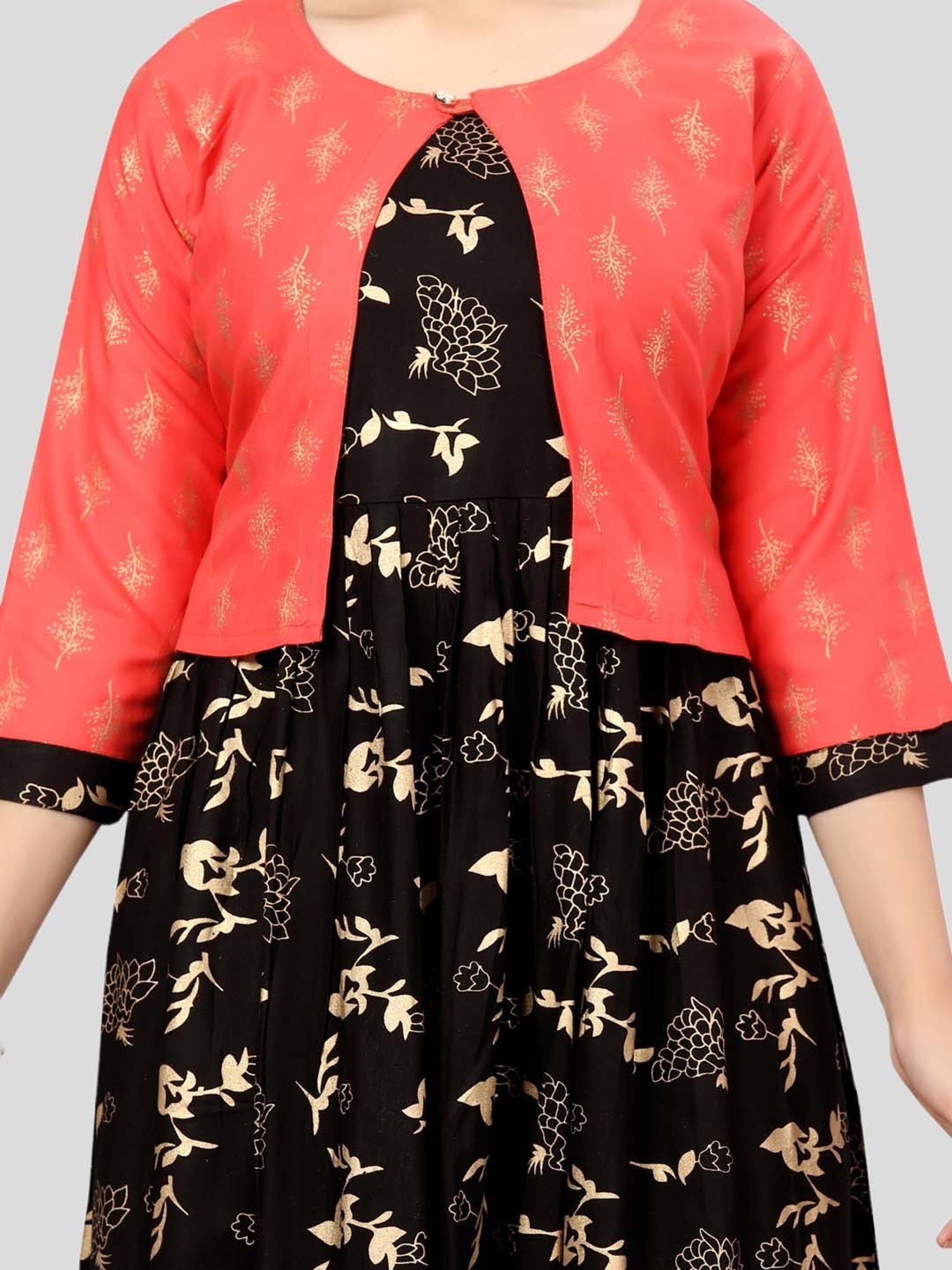 Aarika Kids Red & Black Cotton Printed Kurti