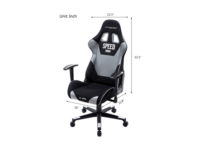 GTRACING Ergonomic Office Chair - Racing Seat, Height Adjustment, Pillows, Recliner, Swivel Rocker Tilt, for E-Sports, Computers, and Gaming