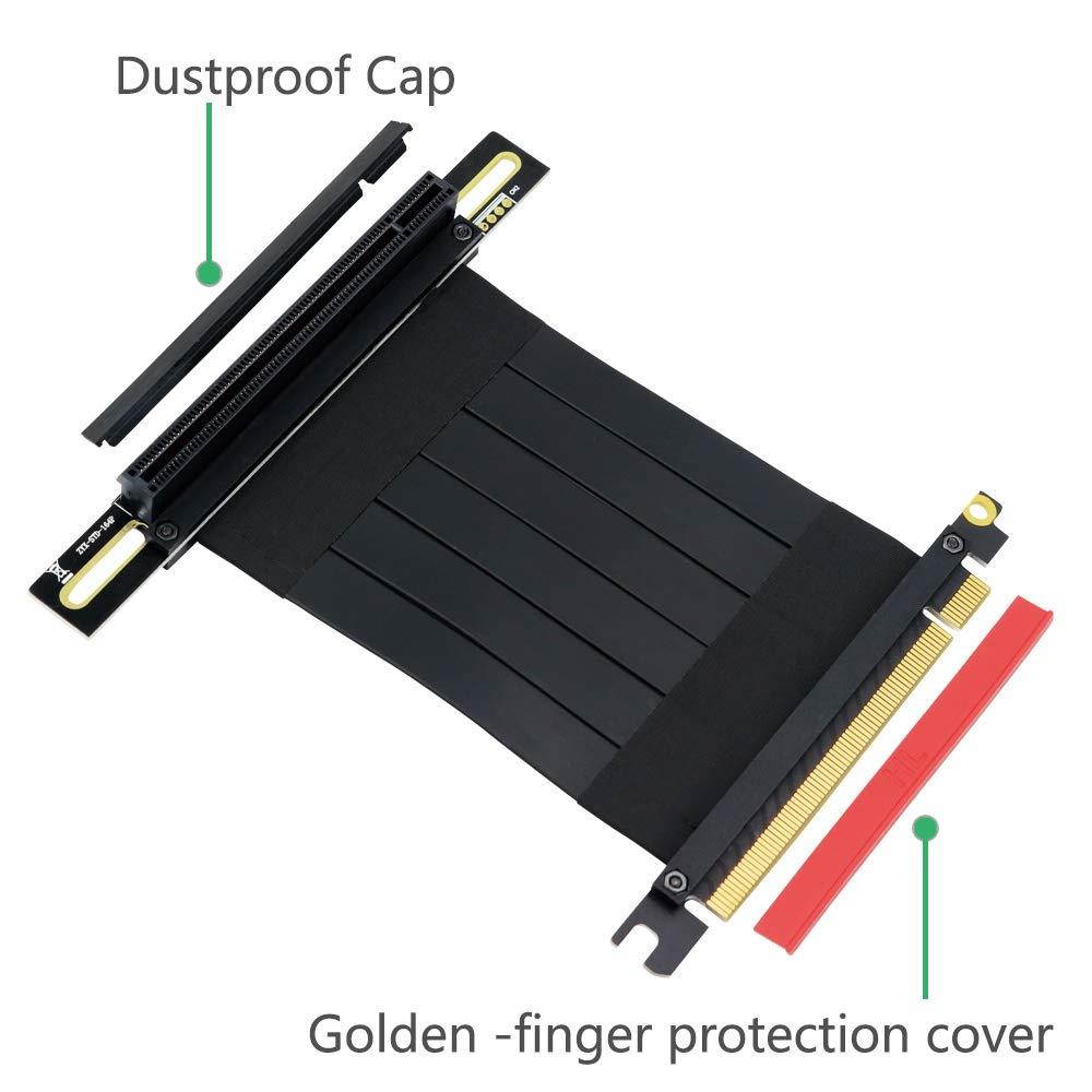 Timack PCI-e PCI Express3.0 16X Extension Cable with Gold-Plated Connector (pcie 16X 90 Degree Cable 20cm)