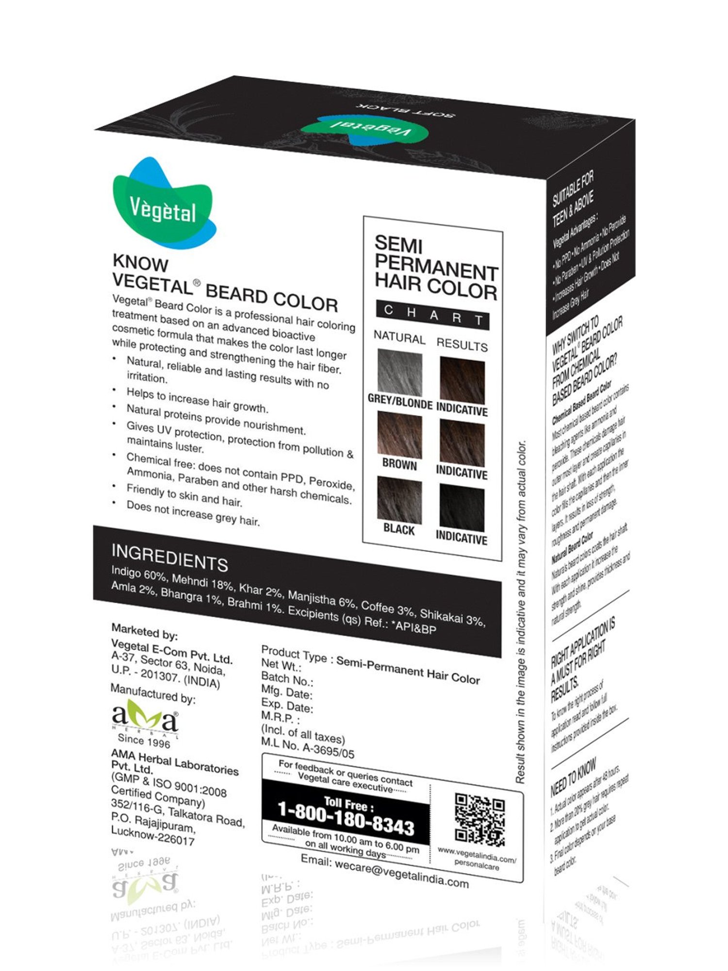 Vegetal Beard Safe Color Soft Black - 25 gm