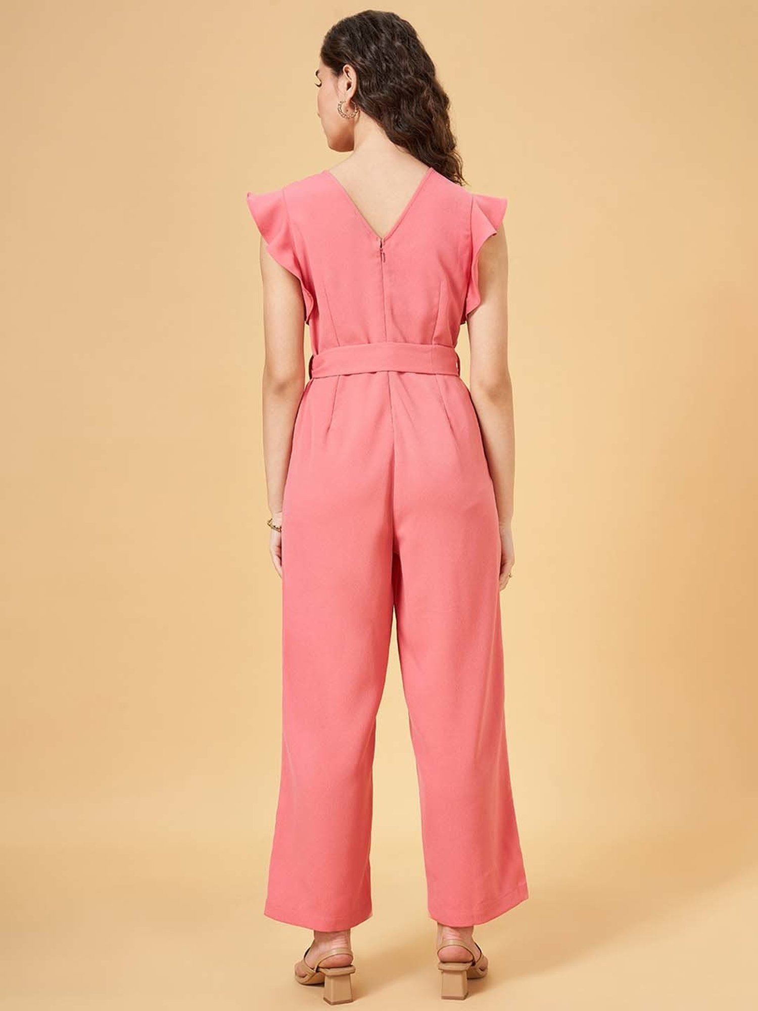 Honey by Pantaloons Peach Sleeveless Jumpsuit