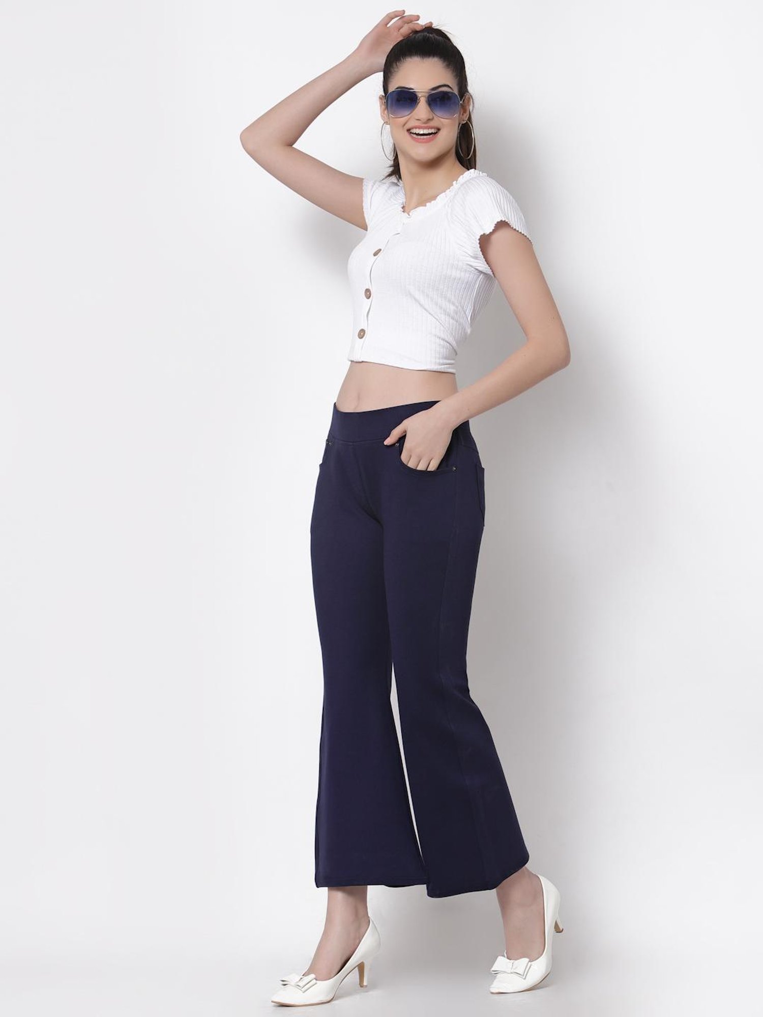 Westwood Navy Bootcut Trousers