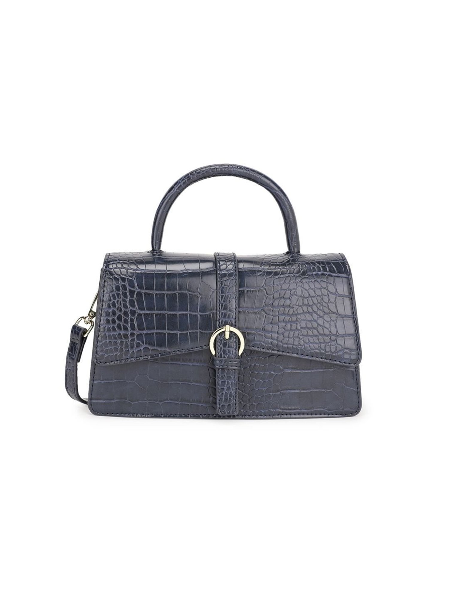 Tyra Isla Navy Textured Faux Leather Satchel Handbag
