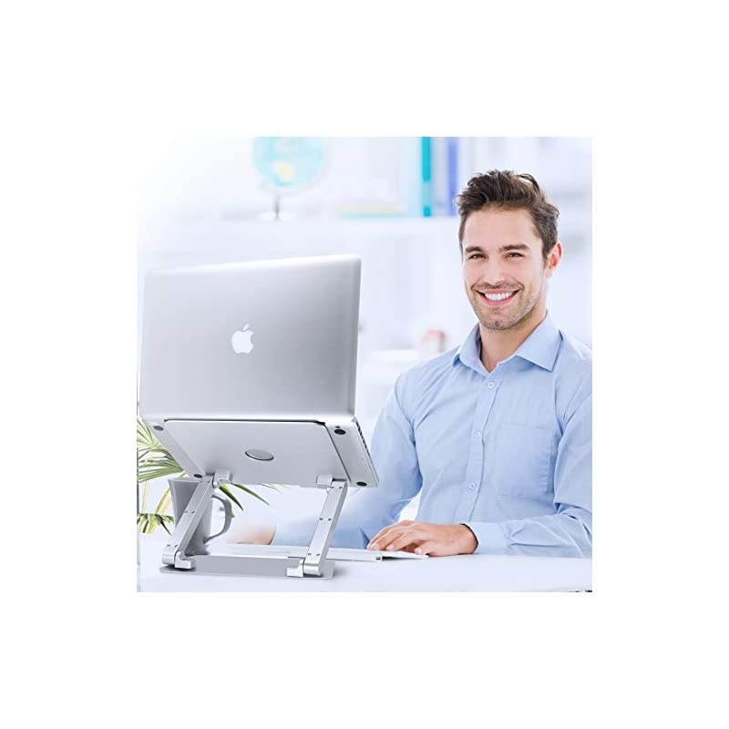 Laptop Stand Adjustable Riser Compatible with Apple Mac MacBook Pro Air Ergonomic Aluminum Holder for 10173 Inch Notebook Computer MultiAngle Stand with HeatVent to Elevate PC Silver