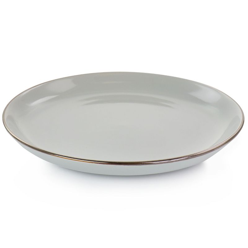 Gibson Home Rockaway Gold 12 Piece Stoneware Dinnerware Set in Gray