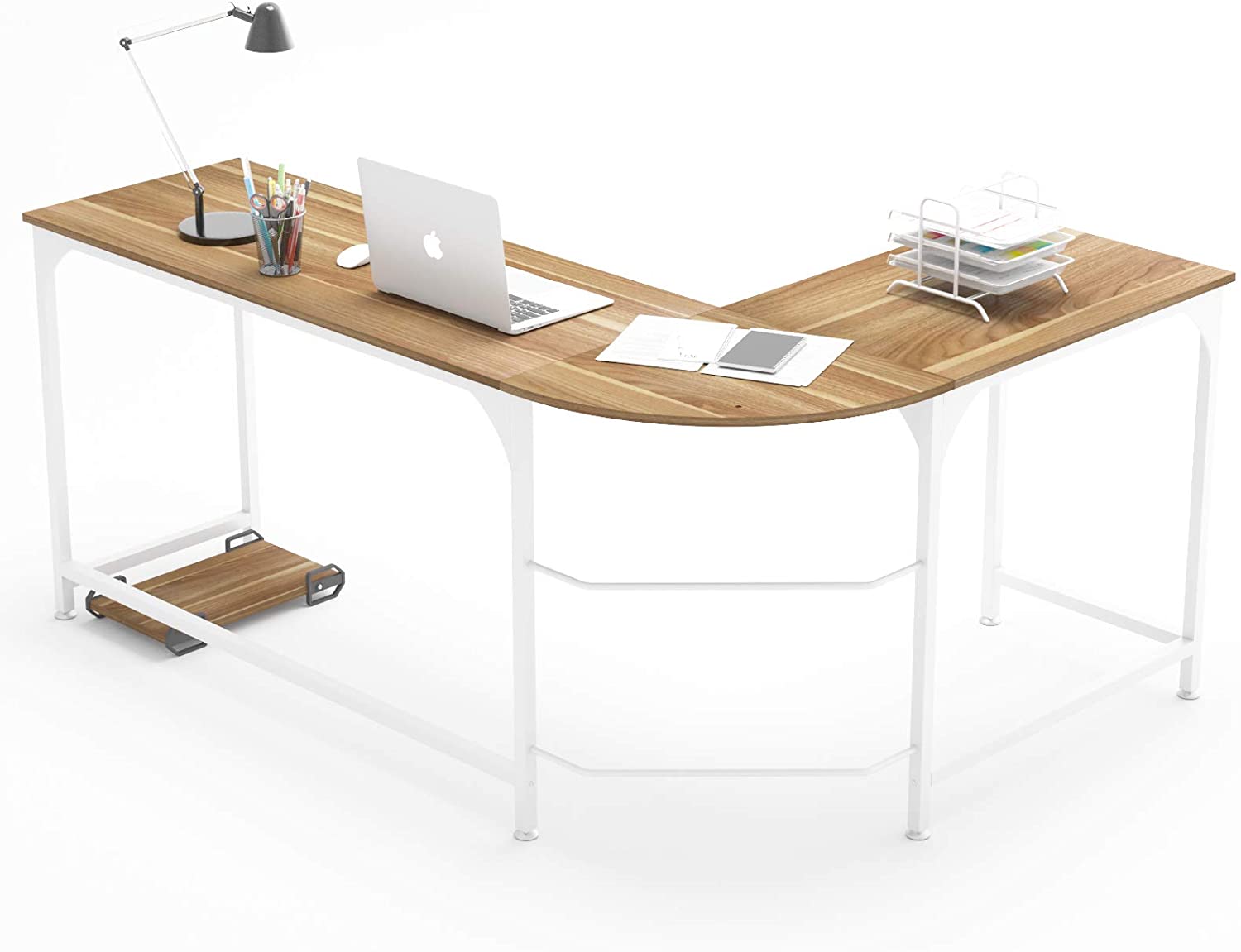 L Shaped Desk Corner Gaming Computer Desks for Home Office PC Workstation Table,Walnut