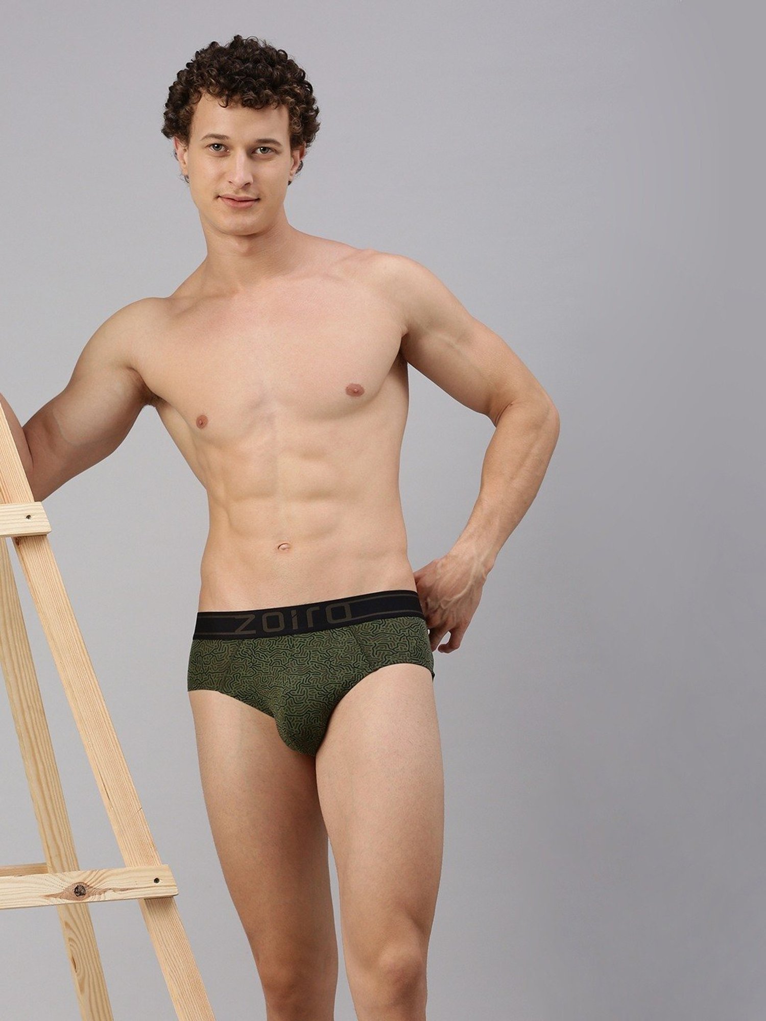 Zoiro Green Regular Fit Printed Briefs