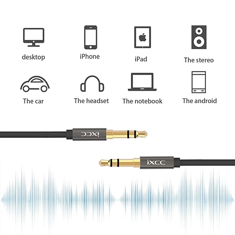 3.5mm Male to Male Aux Audio Stereo Cable [2Pack], [Ultra-Slim]  4Feet Auxiliary Cord for Car and All 3.5mm-Enabled Devices, Apple, Samsung, Android, Windows and MP3 Player