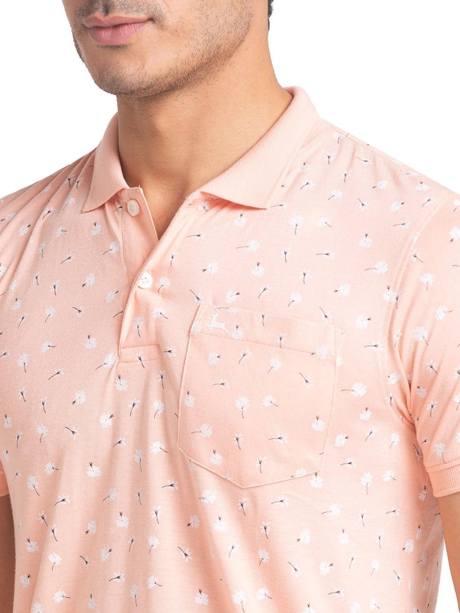 Parx Orange Regular Fit Printed Polo T-Shirt