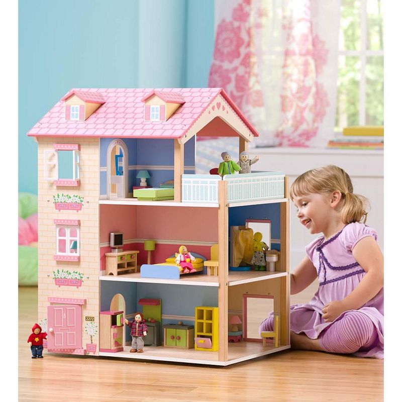 HearthSong - Imagine My Place Three-story Wooden Dollhouse-Go-Round