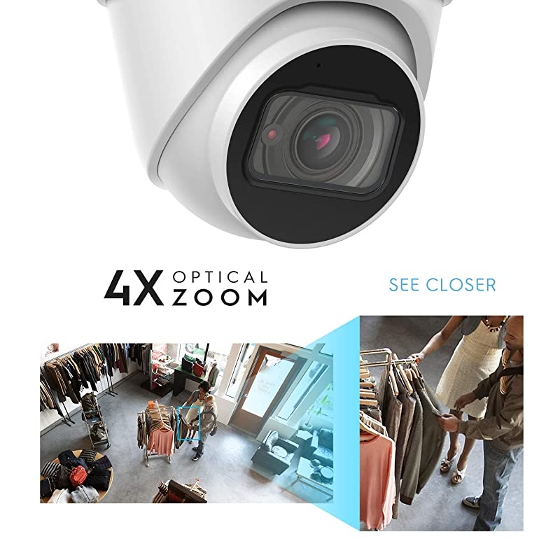 4K Optical Zoom IP Camera, Motorized Lens, 8MP Outdoor POE Camera Dome, 4X Optical Zoom Security Camera Turret, 2.7mm~12mm Lens, IP67 IK10 Vandal Resistant, Built-in Mic, (IP8M-MT2544EW)