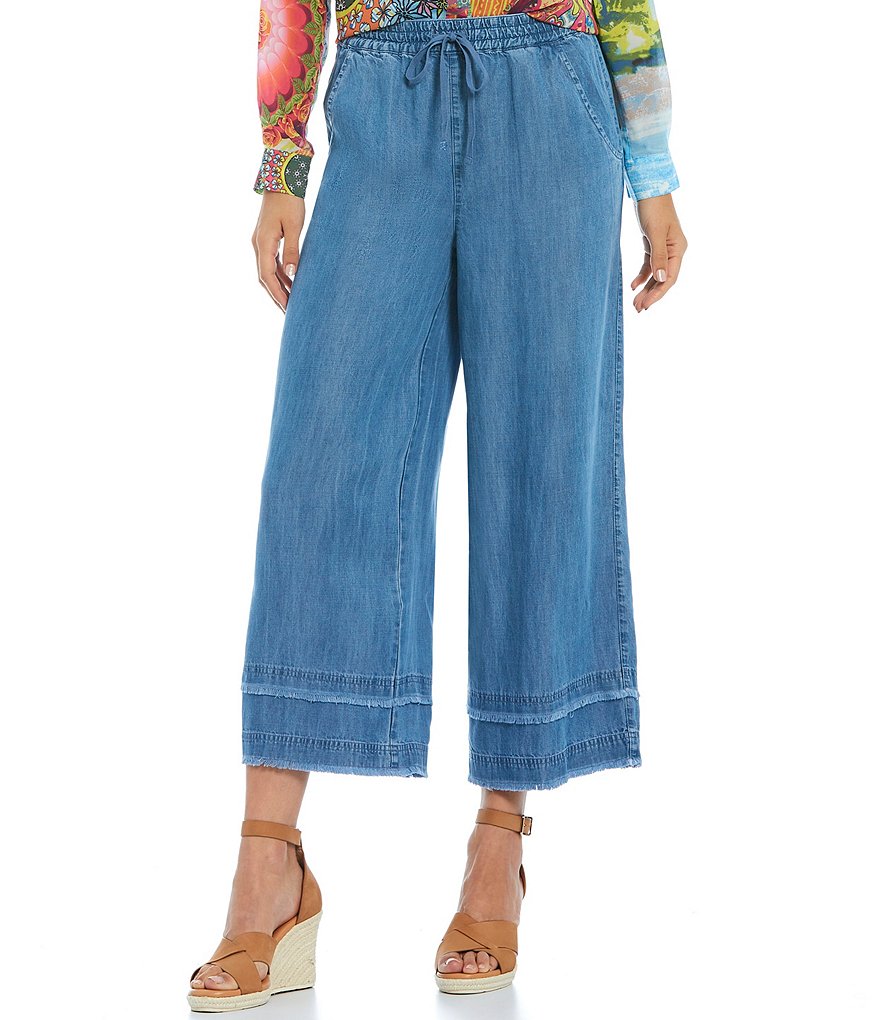 John Mark Cinch Tie Waist Wide Leg Crop Pants