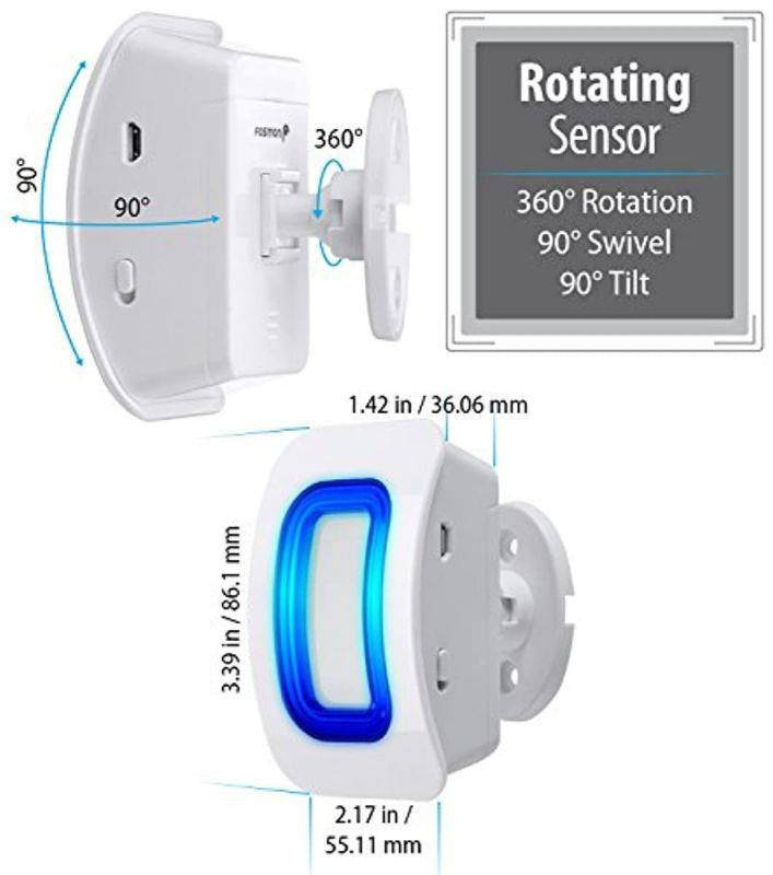 Fosmon WaveLink 51005HOM Wireless Home Security Driveway Alarm, Motion Sensor Detect Alert, Store Door Entry Chime Doorbell (500 Feet, 58 Tunes, 5 Volume Levels, LED Indicators) 1 Motion Detector