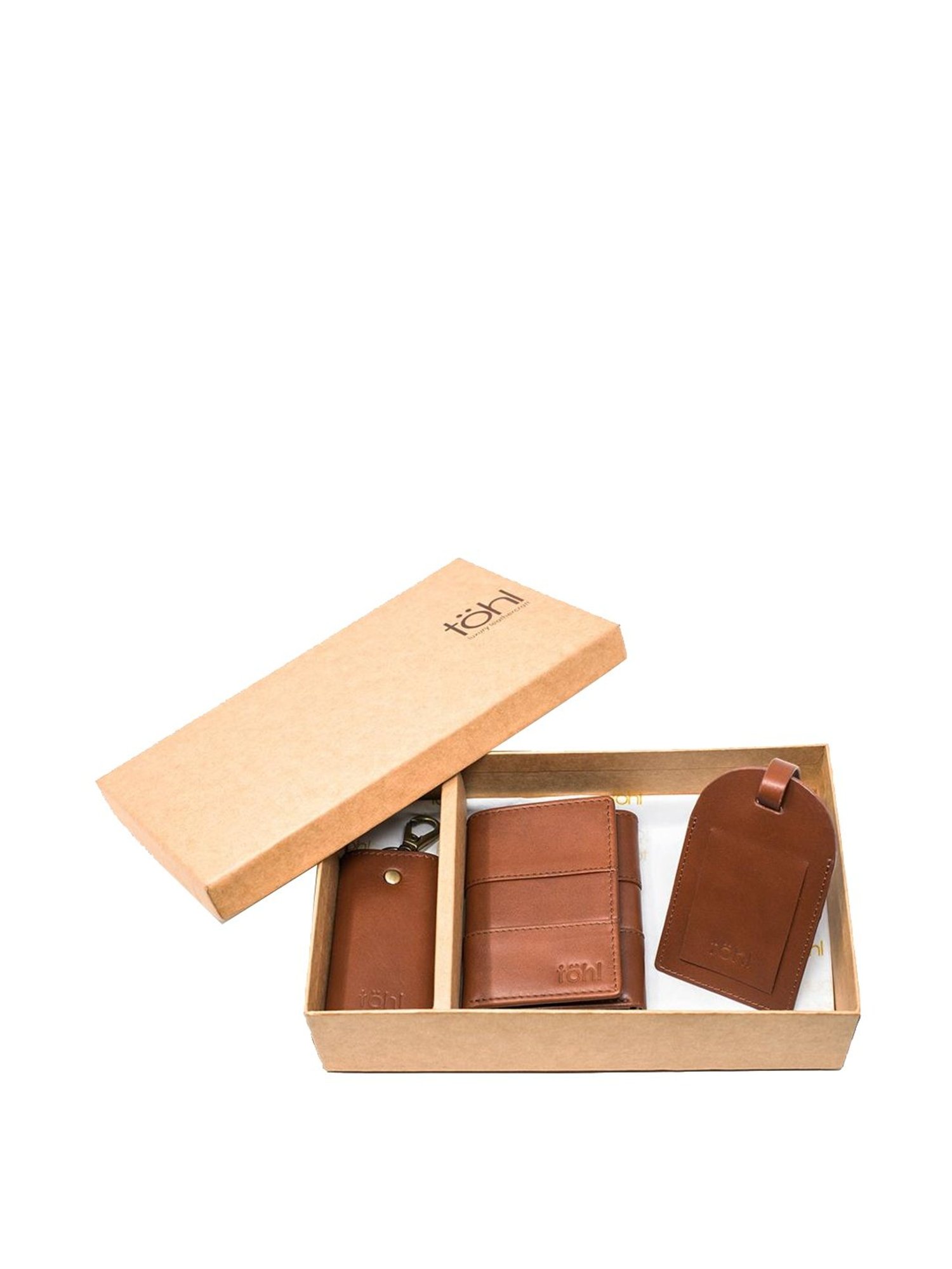 Tohl Sintra Tan Casual Leather Bi-Fold Wallet,Keychain & Key Tag Set for Men