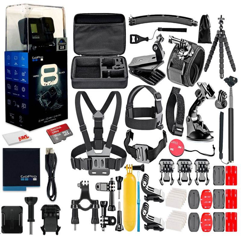 GoPro HERO8 Black Digital Action Camera - With 16GB Card 50 Piece Accessory Kit - All You need Bundle