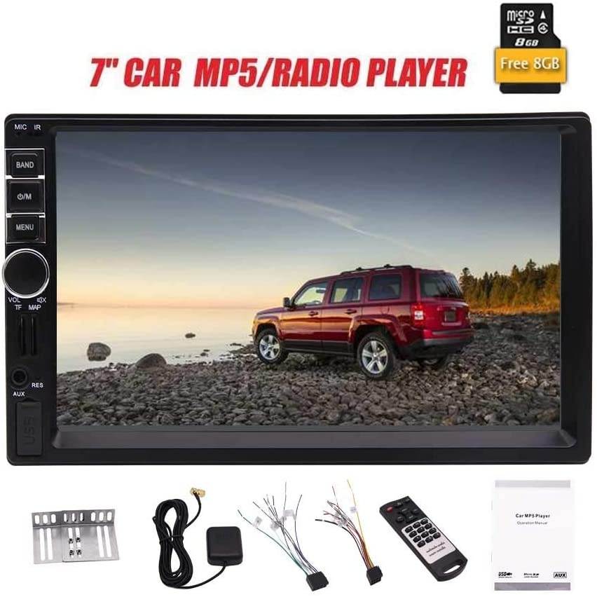 7 Inch Capacitive Touchscreen in Dash Video Player Car GPS Navigation Stereo Colorful Button/Bluetooth/USB/SD/FM Radio Receiver for Universal 2 Din with Free 8GB Map Card