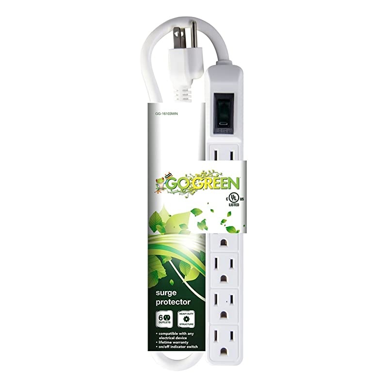 Power GG16103MIN 6 Outlet Mini Surge Protector White
