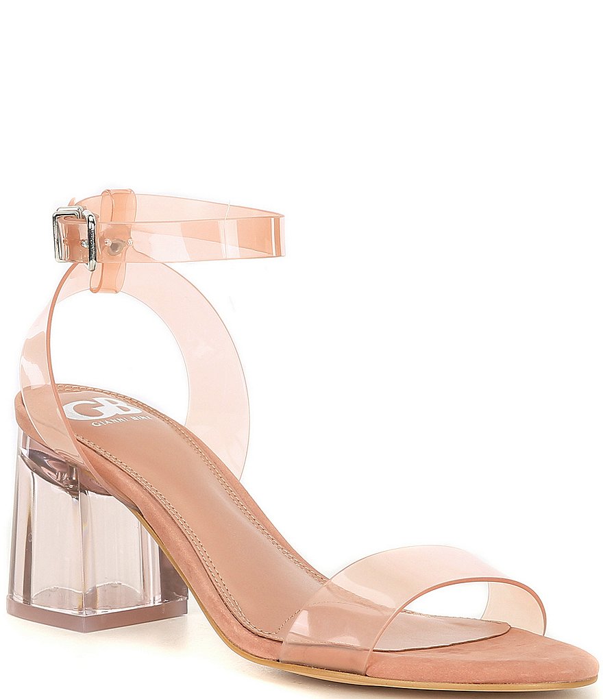 GB New-Skool Vinyl Two-Piece Ankle Strap Block Heel Dress Sandals