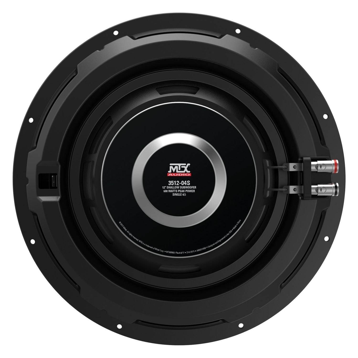 MTX 3512-04S 12" 600 Watt Shallow Mount Car Audio Subwoofer Slim Sub SVC 4-ohm
