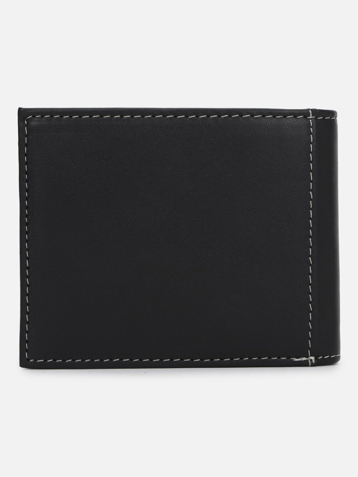 Louis Philippe Black & Blue Leather Paneled Bi-Fold Wallet