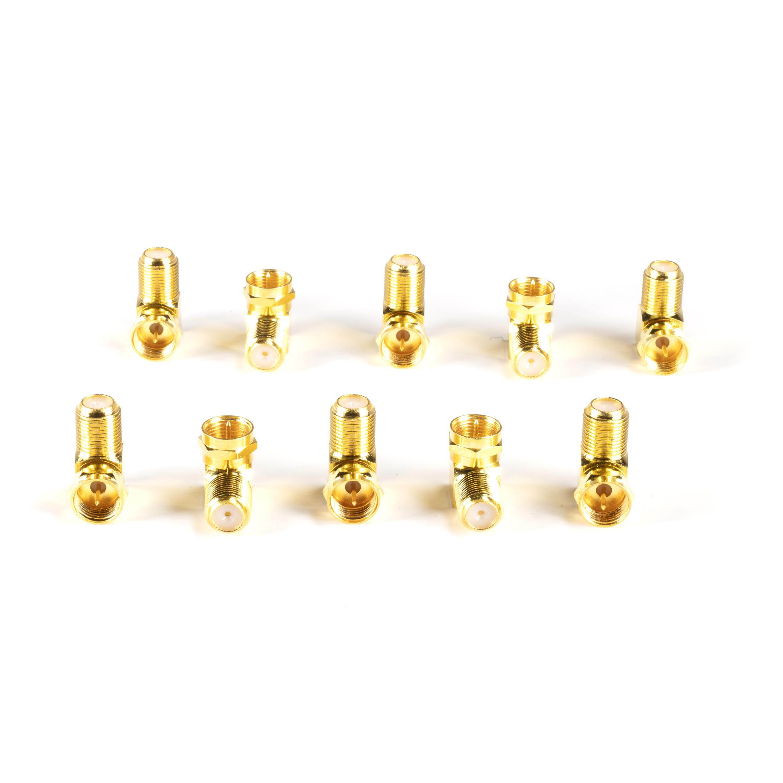 THE CIMPLE CO - Gold Coaxial Cable Right Angle Connector | 50 Pack | for Tight Corners and Flat Panel TV Mounting &ndash; 90 degree F Type Adapter for Coax Cable and Wall Plates