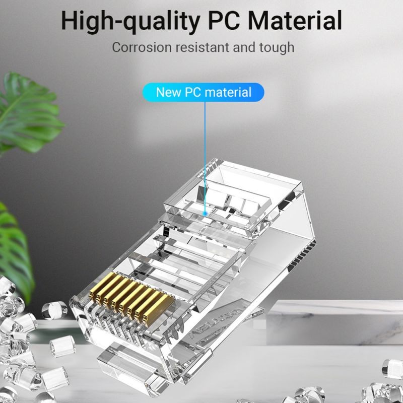 Vention IDDR0-10 Cat.6 Network Connector RJ45 Modular Plug Gold-plated Contacts PC Material Cat.6 UTP 10 Pieces