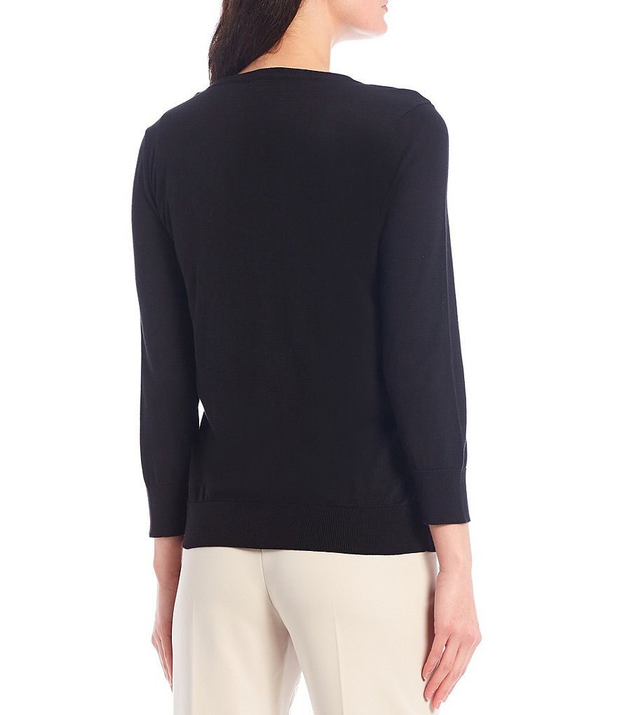 J.McLaughlin Jamey Crew Neck Button Trim Raglan Sleeve Sweater