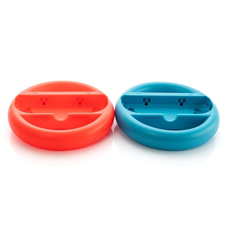 Gamefitz Nintendo Switch 2 Piece Joy-Con Steering Wheel Grip Set in Red and Blue