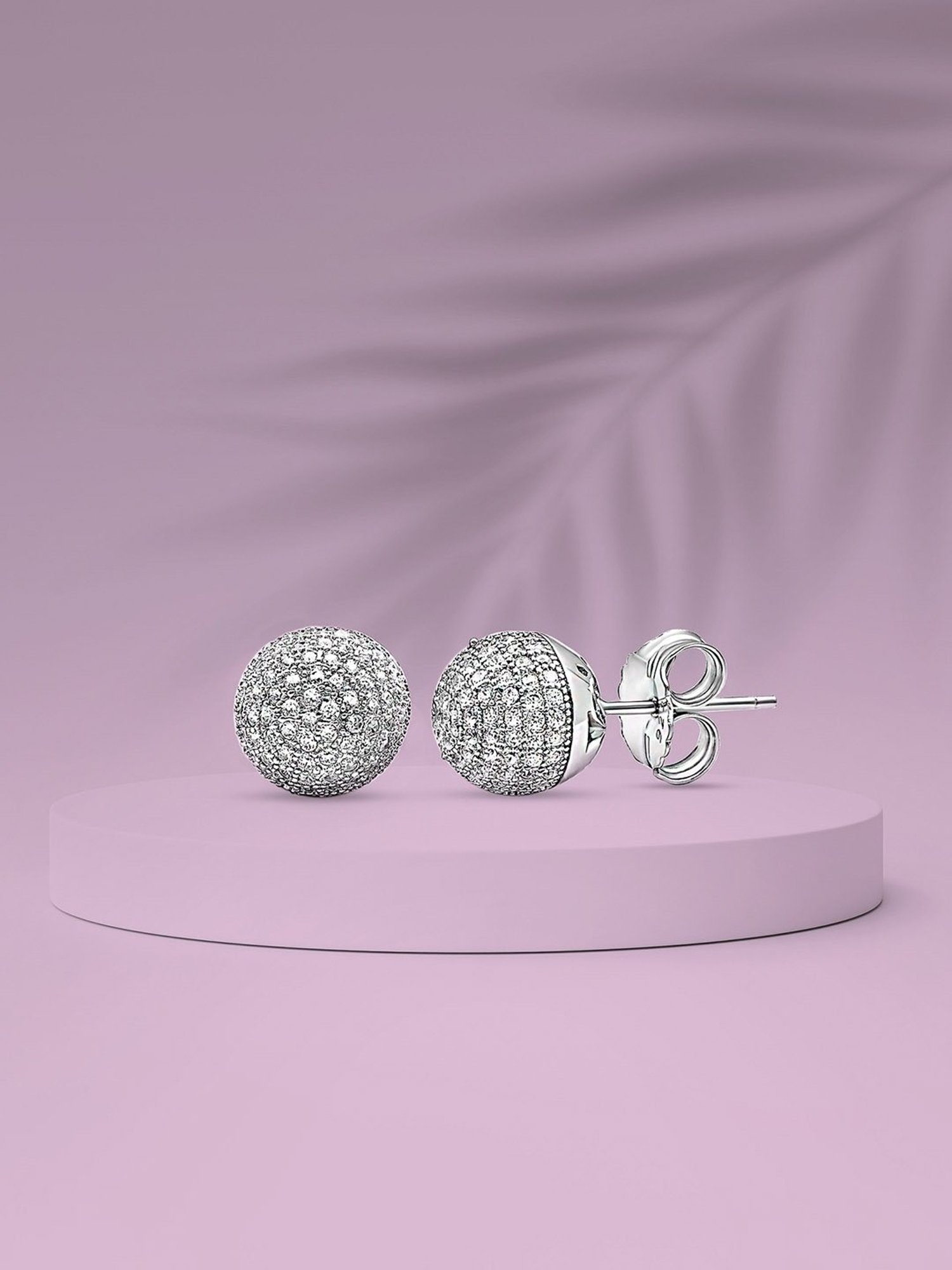 Silberry 92.5 Sterling Silver Crystal Globe Stud Earrings for Women