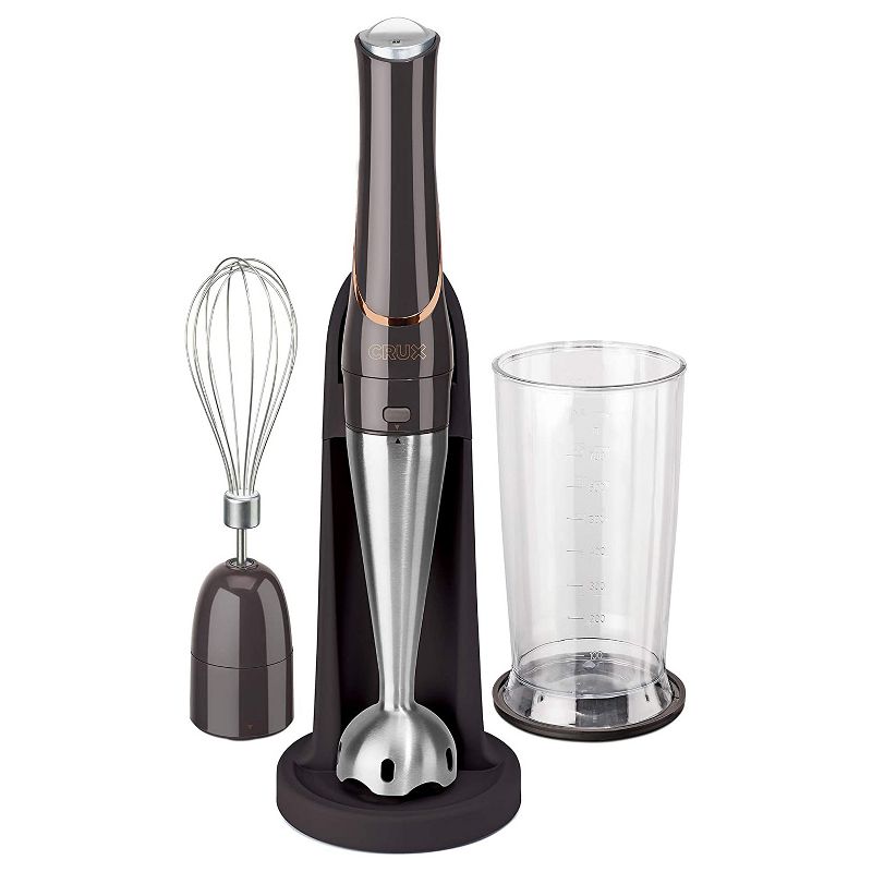 Crux 14790 Small Cordless Immersion Blender Hand Held Stick Mixer Wand, Black