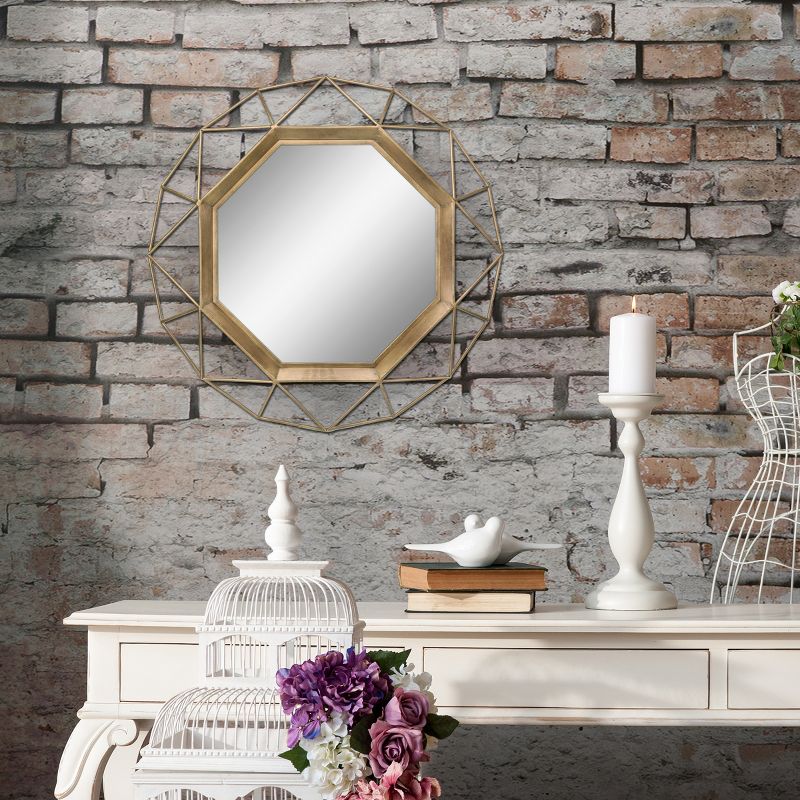 28.3" x 28.3" Metal Octagon Decorative Mirror Antique Gold - Stonebriar Collection