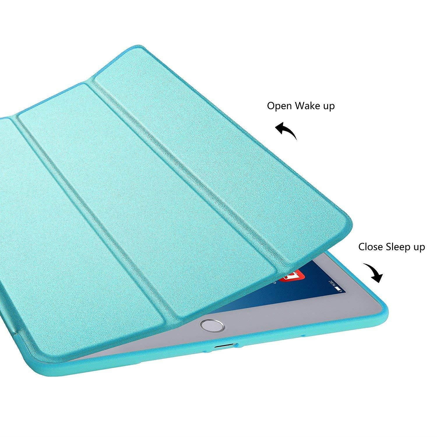 iPad Air 2 2014 Case 9.7 Inch - Soft Silicone Back (?For Extra Shock Protection) TriFold Ultra Slim Smart Cover Auto Sleep / Wake, Multi Angle Stand [ iPad Air 2nd Gen 9.7&rdquo; ]? Soft Back - Green