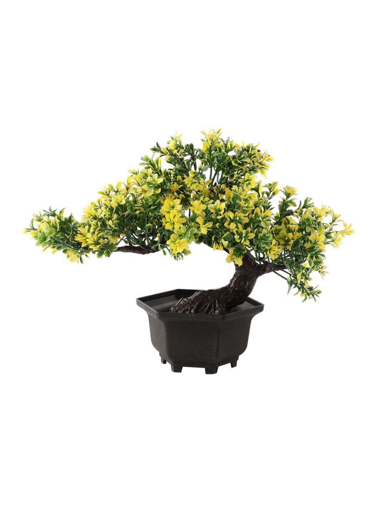 Foliyaj Multicolor Plastic Artificial Bent Bonsai Tree With Pot