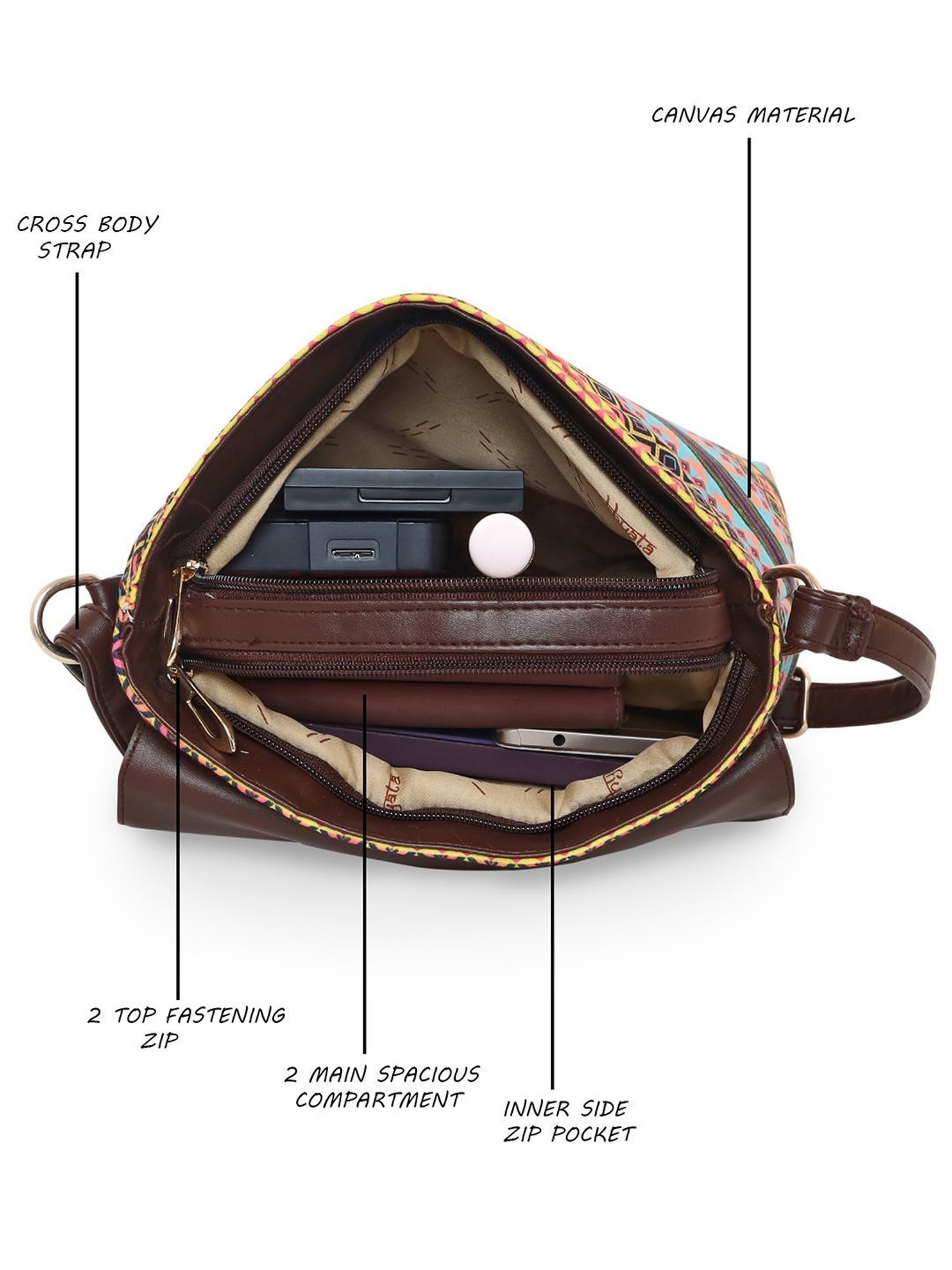 Sabhyata Multicolor Printed Medium Cross Body Bag