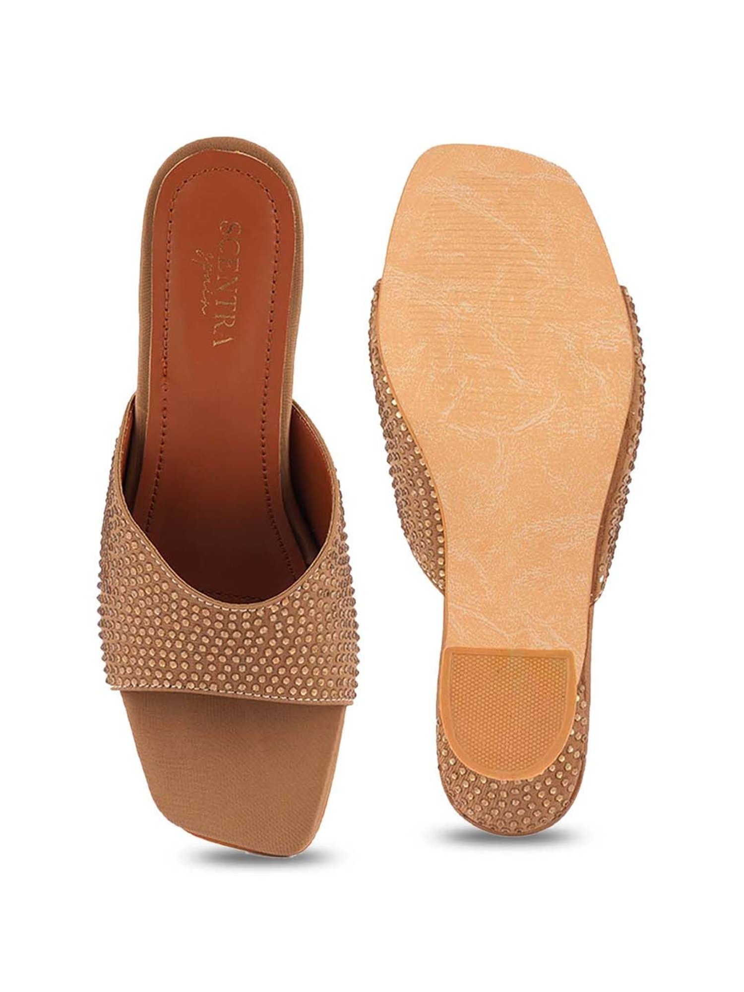 Scentra Women's Beige Casual Sandals