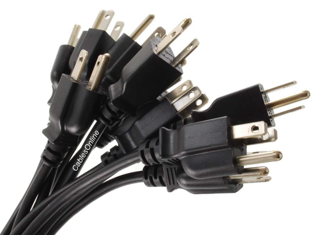 CablesOnline 10-Pack 1ft. Short 3-Conductor PC Power Cord, 18AWG, NEMA 5-15p to IEC C13 Cable, PC-111-10