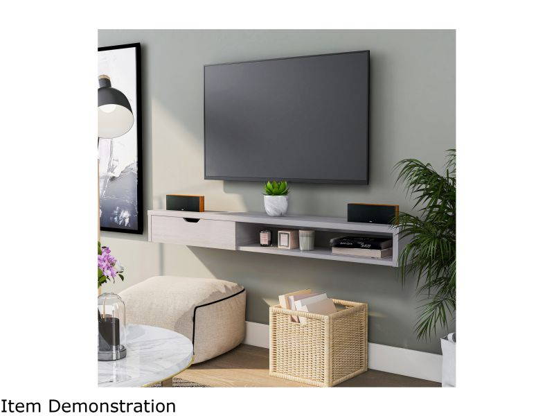 Furniture of America White Oak Eponine Multi-Storage Floating TV Stand