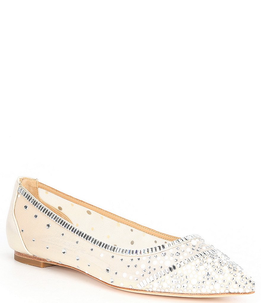 Badgley Mischka Babette Rhinestone Embellished Dress Flats